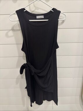 Heatherly Black Asymmetrical Tie-Side Sleeveless Dress